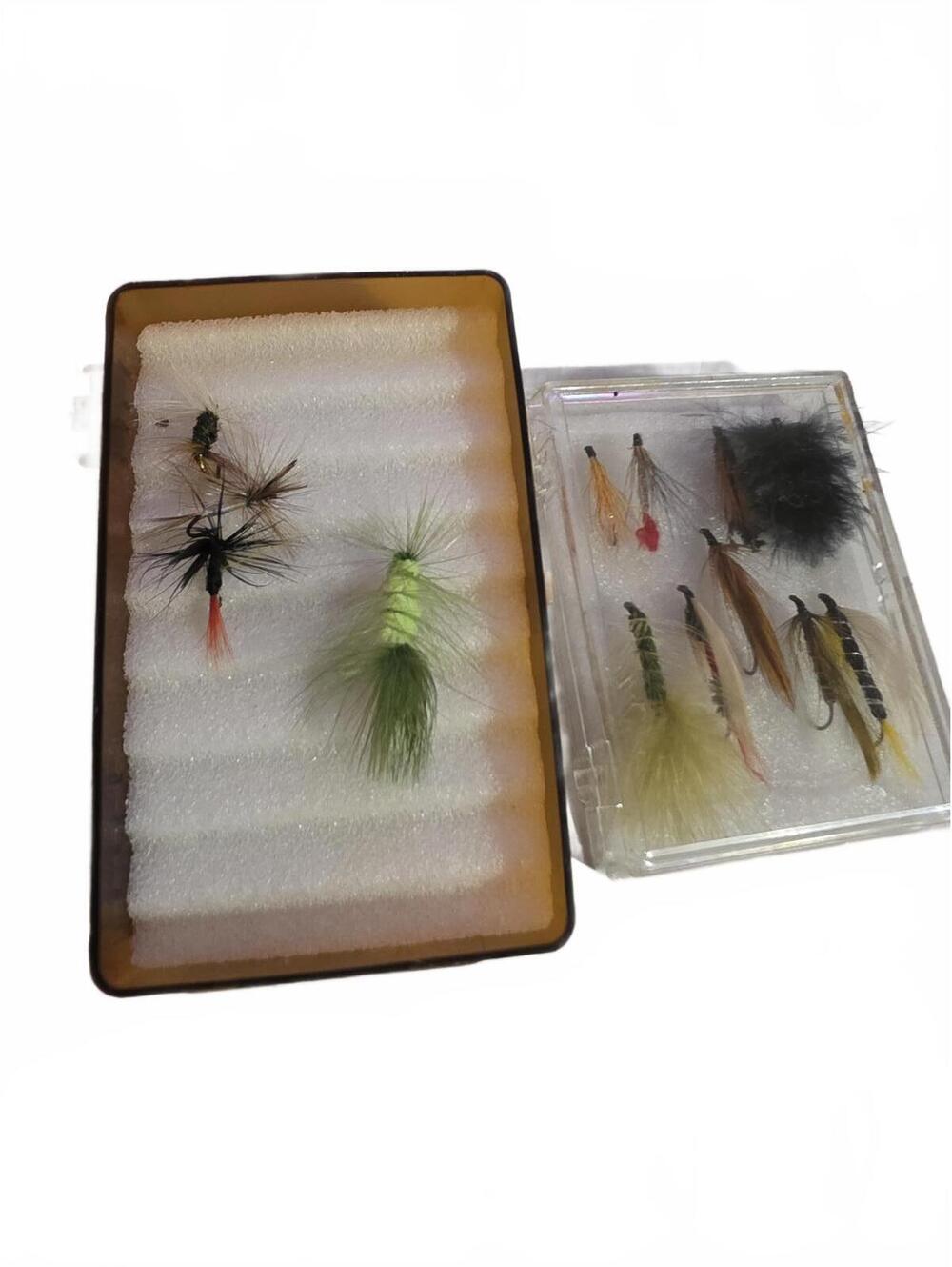 Vtg Plano 3580 Storage Case & Fly Fishing Lures In Clear Storage Box